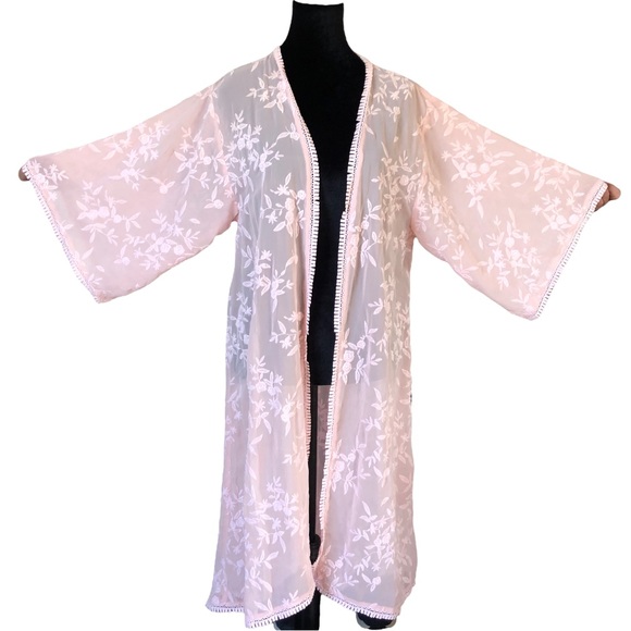 Forever 21 Pink Print Long Kimono Robe main image 1